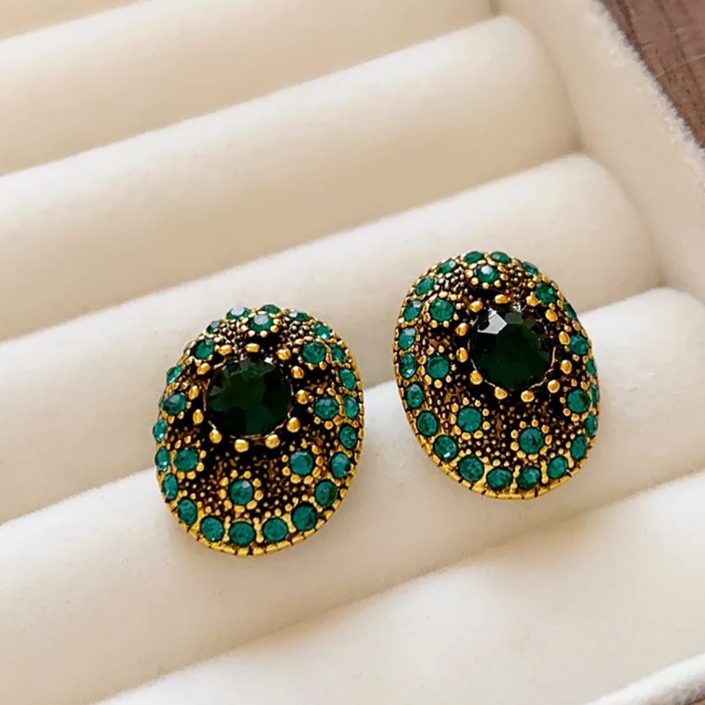 Green And Gold Post Back Studs